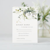 ボホモダン抽象芸術グリーンホワイトフローラ結婚ズ 出欠カード (スタンド正面)