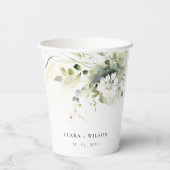 ボホモダン抽象芸術グリーンホワイトフローラ結婚ズ 紙コップ (裏面)