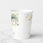 ボホモダン抽象芸術グリーンホワイトフローラ結婚ズ 紙コップ (右)