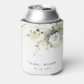 ボホモダン抽象芸術グリーンホワイトフローラ結婚ズ 缶クーラー (缶裏面)
