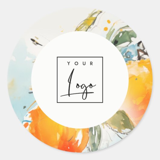 ボホモダン抽象芸術スケッチオレンジガーデンロゴ ラウンドシール (正面)