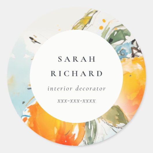 ボホモダン抽象芸術スケッチオレンジガーデン ラウンドシール (正面)