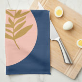 ボホモダン抽象芸術ボタニカルアートピンクブルー金ゴールド キッチンタオル (四つ折り)