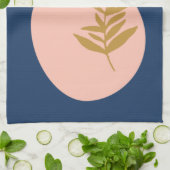 ボホモダン抽象芸術ボタニカルアートブルーカスタム キッチンタオル (折り畳み)