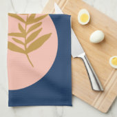 ボホモダン抽象芸術ボタニカルアートブルーカスタム キッチンタオル (四つ折り)