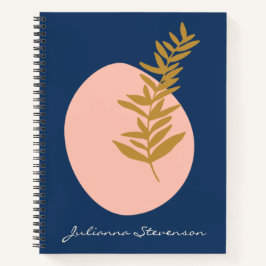 ボホモダン抽象芸術ボタニカルアートブルーカスタム ノートブック