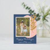 ボホモダン抽象芸術植物青カスタム色写真 シーズンカード (スタンド正面)