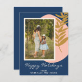 ボホモダン抽象芸術植物青カスタム色写真 シーズンカード (正面/裏面)