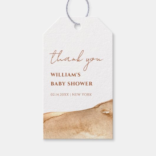 ボホモダン抽象芸術砂漠の赤ちゃんシャワーありがとう ギフトタグ (正面)