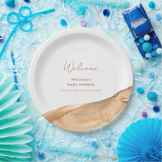 ボホモダン抽象芸術砂漠の赤ちゃんシャワーへようこそ ペーパープレート (パーティー)