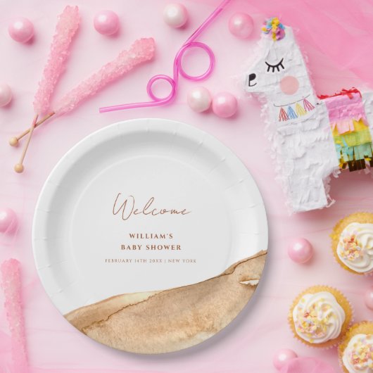 ボホモダン抽象芸術砂漠の赤ちゃんシャワーへようこそ ペーパープレート (パーティー)