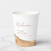 ボホモダン抽象芸術砂漠の赤ちゃんシャワーへようこそ 紙コップ (裏面)