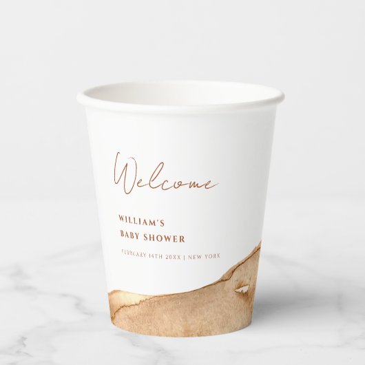 ボホモダン抽象芸術砂漠の赤ちゃんシャワーへようこそ 紙コップ (正面)