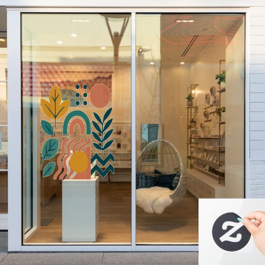 ボホモダン抽象芸術自然ウォールアート ウィンドウサイン (店舗窓)