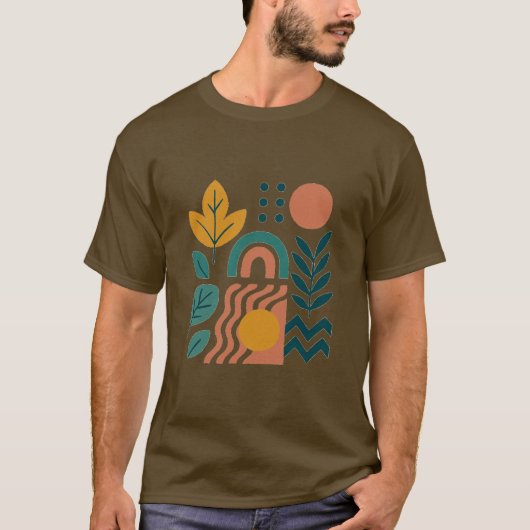 ボホモダン抽象芸術自然ウォールアート Tシャツ (正面)