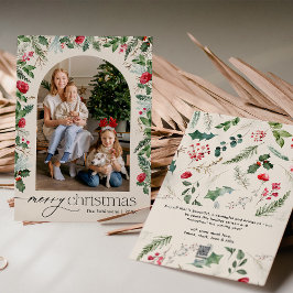 ボホモダン水彩紅葉アーチクリスマス シーズンカード