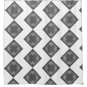 ボホモダン白黒シャクナゲ シャワーカーテン (正面)