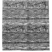 ボホモダン白黒パターンストリップドードル シャワーカーテン (正面)