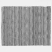 ボホモダン白黒パターンストリップドードル フリースブランケット (正面(横))