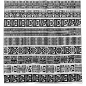 ボホモダン白黒パターンストリップ シャワーカーテン (正面)