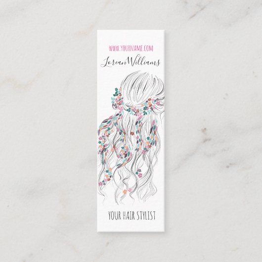 ボホモダン白黒波形ヘアスタイルフローラ スキニー名刺 (正面)