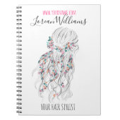 ボホモダン白黒波形ヘアスタイルフローラ ノートブック (正面)