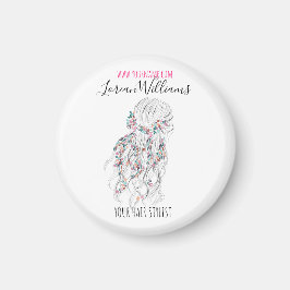 ボホモダン白黒波形ヘアスタイルフローラ マグネット