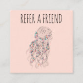 ボホモダン白黒波形ヘアスタイルフローラ 予約カード (正面)