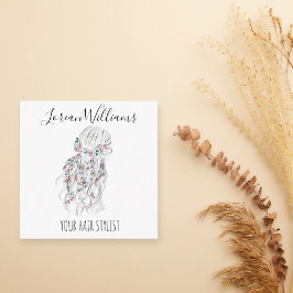 ボホモダン白黒波形ヘアスタイルフローラ 予約カード