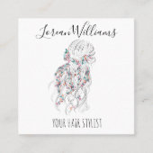 ボホモダン白黒波形ヘアスタイルフローラ 予約カード (正面)