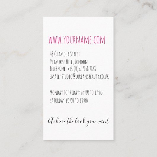 ボホモダン白黒波形ヘアスタイルフローラ 名刺 (裏面)