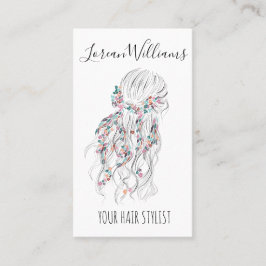 ボホモダン白黒波形ヘアスタイルフローラ 名刺