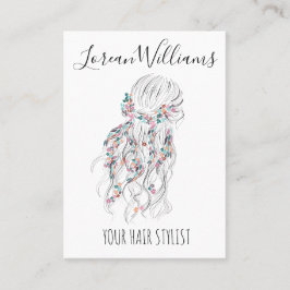 ボホモダン白黒波形ヘアスタイルフローラ 名刺