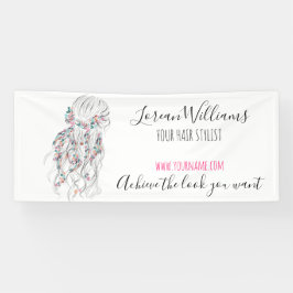 ボホモダン白黒波形ヘアスタイルフローラ 横断幕