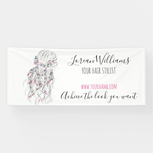 ボホモダン白黒波形ヘアスタイルフローラ 横断幕 (横)