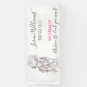 ボホモダン白黒波形ヘアスタイルフローラ 横断幕 (縦)