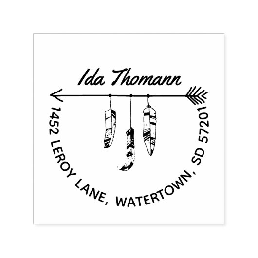 ボホモダン矢印と羽の名前差出人住所 セルフインキングスタンプ (デザイン)