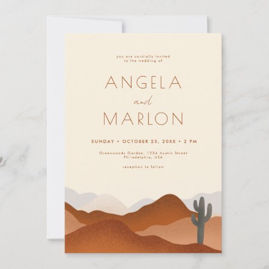 ボホモダン砂漠山結婚のアーチ写真 招待状 (正面)