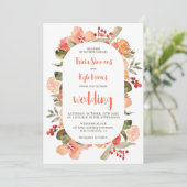 ボホモダン秋テラコッタフローラスクリプ結婚ト 招待状 (スタンド正面)