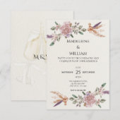 ボホモダン素朴エレガントな結婚式 出欠カード (正面/裏面)