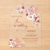 ボホモダン素朴フローラアクリル結婚ズ アクリル招待状 (正面)