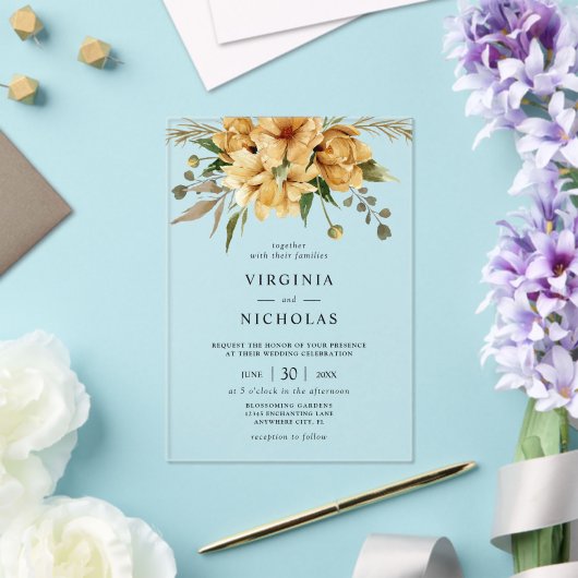 ボホモダン素朴フローラ結婚ズ アクリル招待状 (インサイチュ (ウェディング))