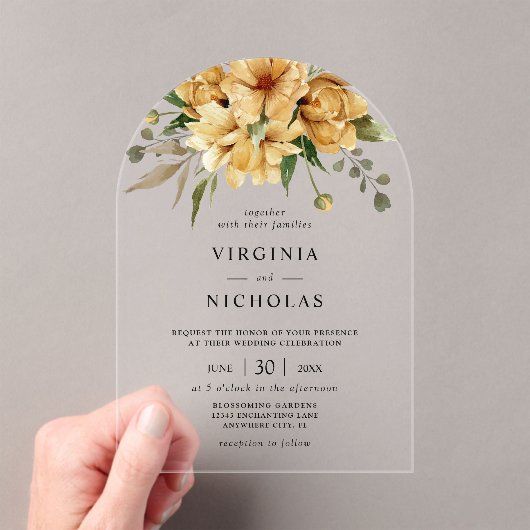 ボホモダン素朴フローラ結婚ズ アクリル招待状 (インサイチュ (ポータブル))