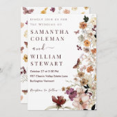 ボホモダン素朴ワイルドフラワーテーマ結婚ズ 招待状 (正面/裏面)