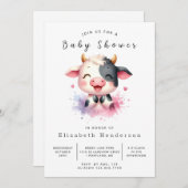 ボホモダン素朴牛の赤ちゃんシャワー 招待状 (正面/裏面)