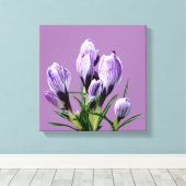ボホモダン紫の花トレンディーデジタル素晴らしアート キャンバスプリント (インサイチュ (ウッドフロア))