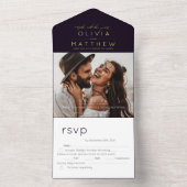 ボホモダン紫フォトウェディング招待 オールインワン招待状 (内側)