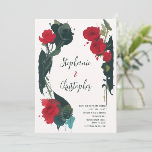 ボホモダン結婚式招待状-抽象芸術フローラ 招待状 (スタンド正面)