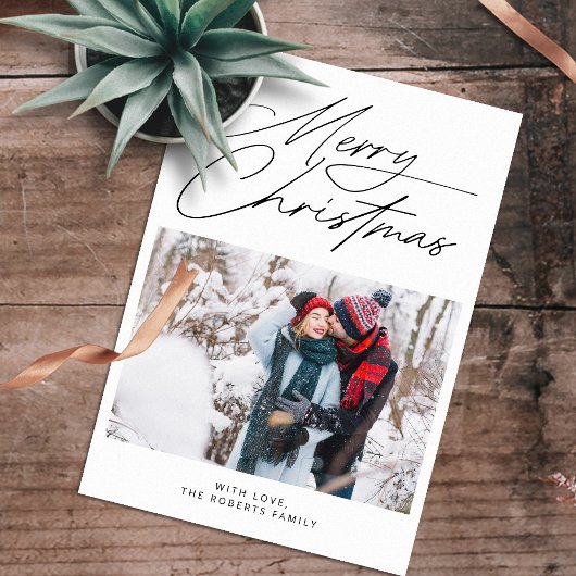 ボホモダン脚本家族の写真クリスマス シーズンカード