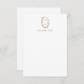 ボホモダン自然ワイルドフラワーズモノグラム結婚ズ サンキューカード (正面/裏面)